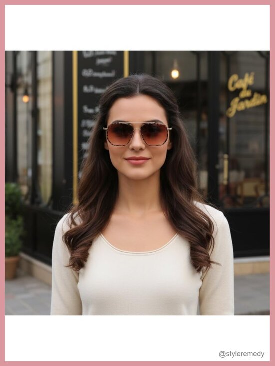 Retro Square Metal Frame Aviator Sunglasses UV400 main image 4